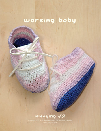 Working Baby Booties Pattern, Symbol Diagram (pdf) By Kittying