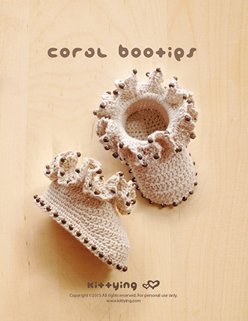 Crochet Coral Baby Booties Newborn Boots Preemie Shoes Crochet Pattern (cb03-m-pat)