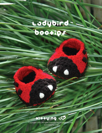 Crochet Pattern Ladybird Booties Crochet PATTERN, SYMBOL DIAGRAM (pdf) by kittying