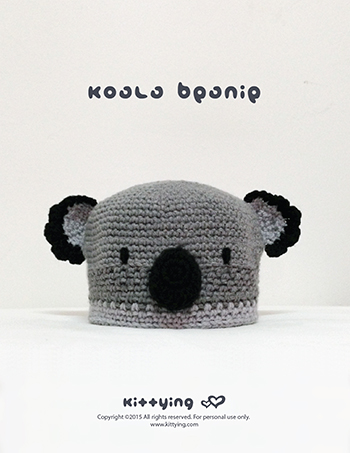 Crochet Pattern Koala Beanie Preemie Newborn Baby Toddler Children Teenager Koala Woodland Animal Hat Crochet Pattern