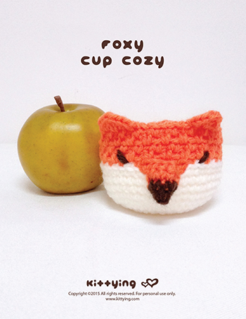 Crochet Pattern Foxy Fruit Cozy Apple Protector Fox Mug Sleeve Foxie Cup Warmer Fox Mug Holder Apple Cozy Mug Cozy Cup Cozy