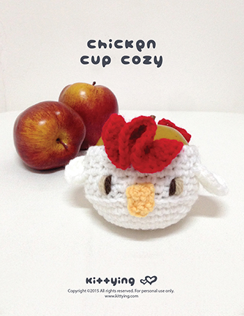 Crochet Pattern Chicken Fruit Cozy Rooster Apple Protector Cock Mug Sleeve Hen Cup Warmer Apple Cozy Chicks Cup Crochet Cozy Chics Cozy