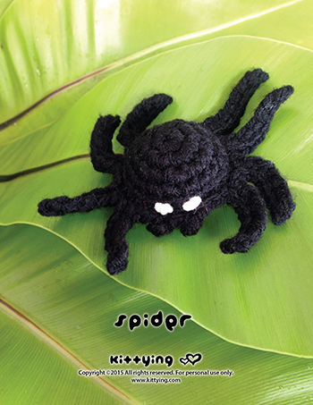 Crochet Pattern Halloween Spider Amigurumi Spider Applique Halloween Accessories Spider Brooch Spider Crochet Pattern Spider Accessory