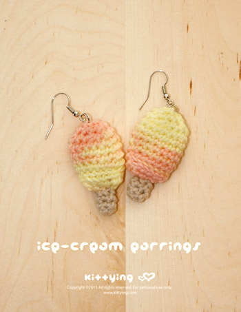 Crochet Ice Cream Stick / Popsicle / Bar Earrings PATTERN, SYMBOL DIAGRAM (pdf)