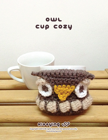 Crochet Pattern Owl Coffee Warmer Owl Tea Mug Cover Owl Mug Holder Owl Coffee Cozy Owl Apple Cozy Owl Apple Protector Owl Crochet Applique
