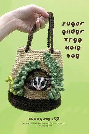 Crochet Pattern Small Animal Pouch Sugar Glider Carrier Tree Hole Pet Cage Crochet Pattern Sugar Glider Crochet Nest For Sugar Glider Tree Trunk