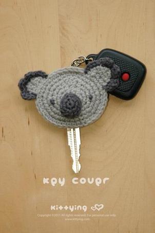 Crochet PATTERN Koala Key Cover - Chart & Written Pattern by Kittying