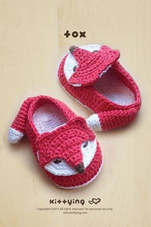 Crochet Pattern Fox Baby Booties Fox Preemie Socks Fox Applique Foxy Baby Slippers Crochet Pattern Foxy Baby Shoes 