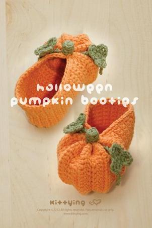Halloween Pumpkins Baby Booties Crochet Pattern, Pdf - Chart &amp;amp; Written Pattern