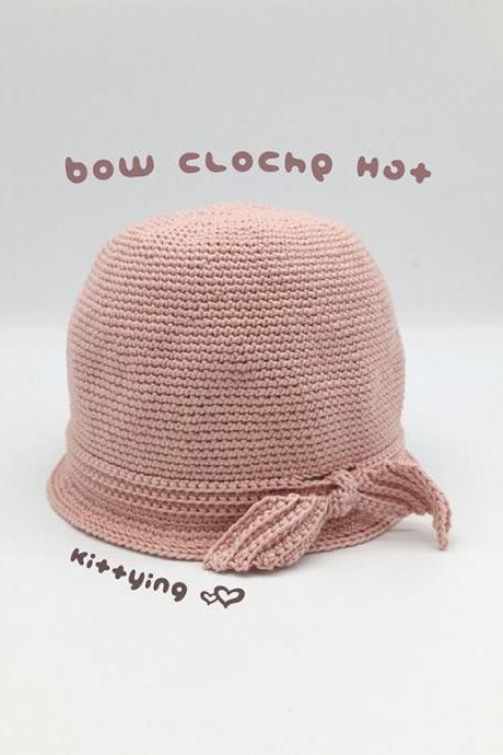 Crochet Pattern Cloche Hat - Baby Crochet Pattern - Bow Hat, Preemie, Newborn, Baby, Toddler, Bow Cap, Fisherman, Homburg, Beanie, Bowler by Kittying Crochet Pattern