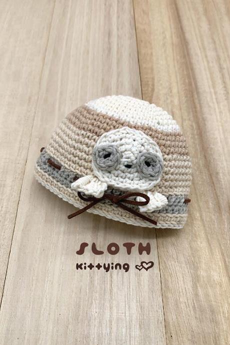 Crochet Pattern Sloth Beanie - Sloth Crochet Patterns - Sloth Beanie, Sloth Hat, Sloth Bucket, Sloth Cap, Sloth Toque, Sloth Newborn Crochet