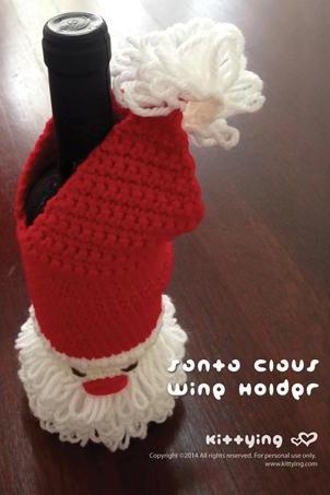 Crochet Pattern Santa Claus Wine Holder For Christmas Winter Holiday - Chart &amp;amp;amp; Written Pattern