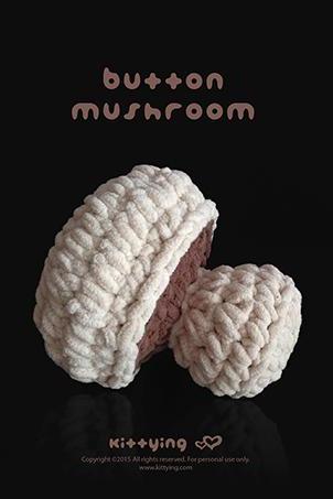 Amigurumi Crochet Pattern Mushroom Amigurumi Mushroom Giant Mushroom Crochet Toy Crochet Mushroom Crochet pdf Pattern Buttom Mushrooms Brown Chart & Written Pattern by kittying