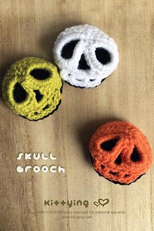 Halloween Crochet Pattern Skull Brooch Skull 3d Applique Skull Crochet Patterns Skull Applique Skull Accessories Crochet Pattern Halloween Skull