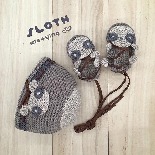 Crochet Pattern Baby Set - Sloth Baby Beanie and Booties Crochet Pattern - Sloth Newborn Hat and Booties Crochet Pattern - Infant Fisherman Toque and Sandals Baby Set by Kittying Crochet Pattern - Beanie, Cloche, Hat, Toque, Sneakers